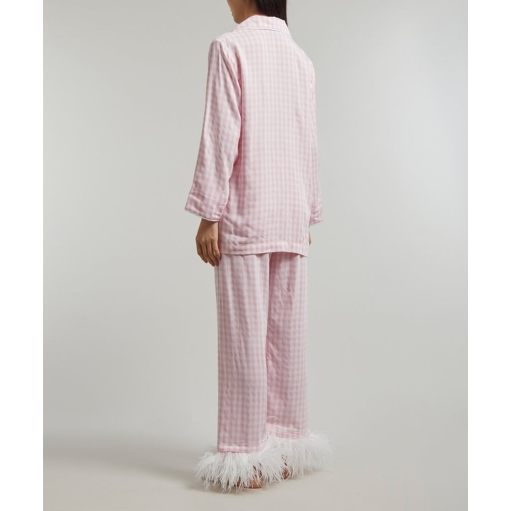 NEW Sleeper Party Pajama Set with Feathers Pink Vichy Medium - Picture 6 of 17